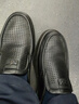 强人商务休闲凉皮鞋男鞋软面软底头层羊皮镂空凉鞋 JDD351319 黑色 41 实拍图