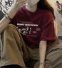 BAA AND BAA短袖t恤男款2025夏季小众宽松半袖衣服美式潮牌纯棉体恤宽松上衣 酒红色A5106-HLFS 2XL 【建议150斤-170斤】 实拍图