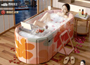 西哈泳士成人泡澡桶大人可折叠家用双人鸳鸯浴缸全身沐浴婴儿游泳桶洗澡盆 粉1.2米【5层夹棉板材】入门礼 实拍图