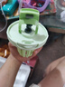 玻璃水杯女生耐高温茶水分离办公室泡茶杯子带把手便携大肚吸管杯 绿色 实拍图