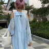 巧丂海边度假连衣裙女夏季2025新款甜美温柔风法式气质绝美露肩沙滩裙 浅蓝色 S 请参考详情页尺码选择 实拍图