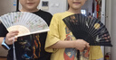 六品书院扇子古风折扇中国风女男汉服旗袍古典舞蹈跳舞儿童夏季随身便携绢布折叠小扇子 花枝 实拍图