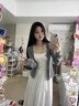LPOX韩系薄款长袖开衫打底吊带背心白色长裙女秋季2025新款时尚连衣裙 开衫 S 【80-100斤】 实拍图