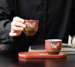 苏氏陶瓷（SUSHI CERAMICS）国潮文化宫墙红高温窑变自然纹理瑞鹤呈祥陶瓷托盘主人对杯礼盒装 实拍图