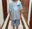 真维斯男童睡衣夏季儿童莫代尔亲肤家居服夏装空调服中大童宽松短袖套装 【5A级抗菌】蓝/泡泡鲨鱼K 140 实拍图