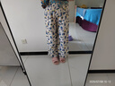 夏季新款棉绸女士薄款大码人造绵绸可外穿家居碎花长裤子宽松睡裤 黄蓝小瓶子 XL 【建议120-160斤】 实拍图