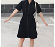 FILA 斐乐官方女子针织连衣裙时尚修身POLO领短袖裙子 正黑色-BK 2XL (180) 96A 实拍图