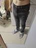 Prato Lee牛仔裤男修身直筒商务裤子男士直筒裤弹力潮流休闲男裤秋冬款高端 黑灰色 32 实拍图