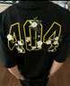 404MOBGANG【杨超越同款】茉莉花刺绣t恤短袖男女潮流美式复古凉感防晒 黑色 S 实拍图