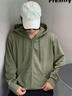 名创优品（MINISO）300g重磅连帽卫衣男开衫衣服春秋高级感山系复古oversize大码外套 棕榈绿 常规 XL 180(不起球 不掉色) 实拍图