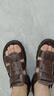【厂家直销】凉鞋男士夏季新款牛皮沙滩鞋真皮厚底防滑大码凉拖鞋 棕色 43 实拍图