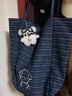 茯见韩系休闲条纹帆布包女2026新款大容量单肩托特包双面背通勤腋下包 潦草小狗牛仔双面包【不带挂件】 实拍图