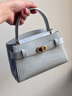CHARLES&KEITH鳄鱼纹凯莉包手提斜挎婚包包女包生日礼物CK2-50270880-1 Sea Salt Blue海盐蓝 S 实拍图