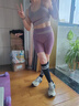 徽昂运动套装女瑜伽服跑步健身服速干衣拼色内衣短裤背心五分裤蓝L 实拍图
