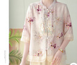 妈妈装新款2件套套装2025女夏衣服50-60岁洋气中老年女中式雪纺 粉紫色 【送米色阔腿裤】 3XL 推荐120-135斤 实拍图