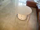 洋意悦奶油风岩板茶几客厅家用小户型简约现代小茶几轻奢网红圆形茶几桌 【50白岩+70纯白岩板】白架白柜 实拍图
