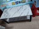 修乐（XIULE）茶几客厅家用茶桌钢化玻璃茶台仿岩板大理石茶几轻奢感小桌子 【玻璃台面】白纹理+黑架100cm 实拍图