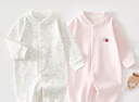 【哈衣两件装】新生婴儿儿连体衣春秋套装衣服初生宝宝无骨哈衣 2件-春秋直襟(彩树叶+粉绣标) 66cm （12-15斤以内） 实拍图