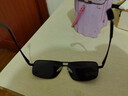 雷米（Leimi） 偏光太阳镜男款墨镜男士潮流反光开车司机驾驶专用方形蛤蟆眼镜 黑框 黑色偏光片 实拍图