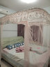南极人（Nanjiren）升降导轨蚊帐U型导轨蚊帐三开门宫廷蚊帐不锈钢支架蚊帐架1.5x2米 新品玫瑰刺绣-粉玉色【A类母婴级帐纱】 200cm*220cm*210cm 高度可调节 实拍图
