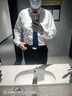 GLO-STORY拉链领带 父亲节礼物8cm男士商务正装潮流领带礼盒装藏青不规则 实拍图