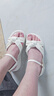 厚底夏季凉鞋女2025新款仙女风甜美配裙子凉鞋外穿一字带凉鞋拖子 米白色 37 实拍图