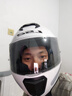 LS2情侣摩托车头盔男女机车赛车四季全盔儿童盔防雾大尾翼802 特白/闪光白 M(建议52-53头围) 实拍图