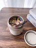 沃德百惠（WORTHBUY）早餐牛奶杯燕麦杯带盖勺外带便携不锈钢汤杯保温水杯 米白色480ML 实拍图