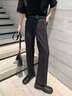 FOG SKY西裤男秋冬季加绒直筒裤子男宽松垂坠感高级感休闲裤美式西装裤 FRQP-K26黑色 L （建议120-135斤） 实拍图