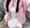 FDR官方店 菱形绣花美式运动夹棉棒球服外套男女秋冬宽松夹克 薄荷绿 M 晒单实拍图