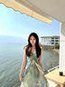 麓格立吊带气质连衣裙女2025年夏季新款印花显瘦收腰海边氛围感长裙子女 吊带连衣裙【S】 实拍图