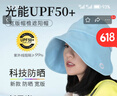 后益（HOII）防晒遮阳帽女防紫外线夏季出行宽版大帽檐圆筒帽太阳帽子蓝 实拍图