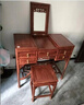 曦世 红木家具非洲花梨（学名：刺猬紫檀）梳妆台 新中式实木带储物柜抽屉化妆台 双用梳妆台+梳妆凳组合 实拍图