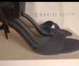 CHARLES&KEITH一字带缎面蝴蝶结绑带高跟凉鞋子女鞋生日礼物CK1-61720177 BLACK TEXTURED黑色纹理 36 实拍图