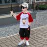 哪吒衣服男童夏季套装2026帅气儿童衣服T恤裤子男孩两件套3-6岁潮 红色 薄款 100 cm 实拍图