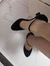 卓妮拉（ZHUOnILA）真皮高跟防水台粗跟厚底透气凉鞋女黑色镶钻包头旗袍走秀百搭凉鞋 黑色7CM 37 实拍图