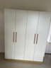 束寻【上门安装】衣柜现代简约实木挂衣杆经济型简易组装出租房卧室 四门140*40*180暖白+胡桃色 自行安装 实拍图
