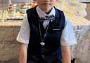 罗蒙儿童礼服春夏新款男童马甲演出服 藏青短款马甲装五件套 140 实拍图