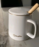 传旗陶瓷马克杯带勺盖咖啡杯牛奶杯早餐杯办公杯男女茶杯描金白400ml 实拍图