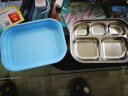 江南汉桐（Home&Tony） 韩国便携中小学生饭盒便当盒304不锈钢分格餐盒儿童专用保温餐盘 冬己A款4格+餐具+保温包 实拍图