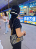 ESDS香港真皮包包女包2025新款小众轻奢高级感斜挎链条刺绣子母小方包 蓝色（送礼盒套装） 实拍图