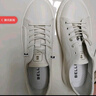 百丽压花小白鞋男夏季牛皮青春舒适厚底板鞋A1128BM3 白色 40 实拍图