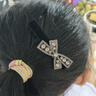 皇家密码简约蝴蝶结水钻鸭嘴夹黑色丝绒刘海夹前额碎发夹侧边夹发卡发饰 实拍图