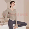 佑游瑜伽服女运动速干衣长袖健身T恤秋冬上衣发带二件套J33428Y咖色XL 实拍图