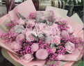 冉子花坊鲜花速递香槟玫瑰百合混搭花束向日葵同城配送生日礼物 韩式粉玫瑰绣球花束 实拍图