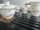 金镶玉 功夫茶具套装 中国白·羊脂玉瓷家用陶瓷山水白瓷三才盖碗公道杯茶杯送礼礼盒装 山水白瓷描金茶具 实拍图