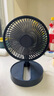 Hulker 大扇面桌面小风扇USB可充电台式办公室学生宿舍床头大风力便携电风扇 升级七叶羽静音风扇 【折叠款-蓝色】不带电池/带定时 实拍图