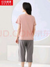 红豆居家（Hodohome）情侣全棉睡衣简约休闲风短袖家居服套装可外穿 女款粉色 L 170/92A 实拍图