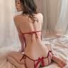 浪莎 情趣内衣女 性感纯欲睡衣挂脖肚兜流苏开裆免脱睡裙夫妻刺激制服极污度诱惑三点式内裤透视套装 实拍图