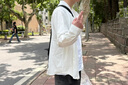 Homlean日系纯色文艺衬衫男春夏长袖打底高级感港风休闲内搭HL02白色XL 实拍图